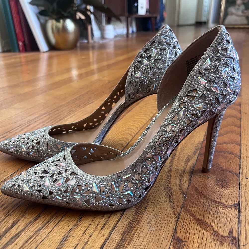 INC International Concepts Kenjay Glittering Silver Heels